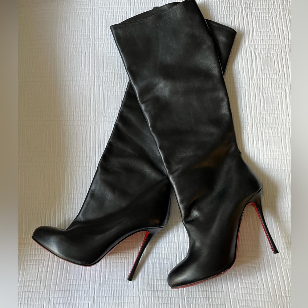 Christian Louboutin Tall Leather Black Boots Sz 39